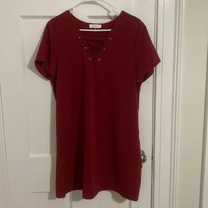 Sugarlips burgundy dress with criss-cross neckline